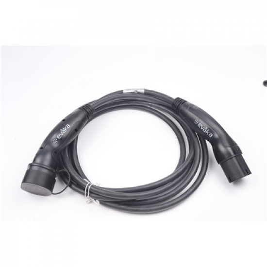 Evaka EV Charging Cable Type 2-Type 2, 22 kW, 32 A, 5 x 6 mm2, 1 x 0.5 mm2, 7 m | ITGAM3872 | Black