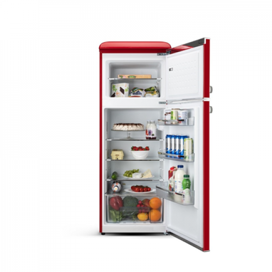 ETA Refrigerator | ETA253490030EN Storio Retro | Energy efficiency class E | Free standing | Height 148.2 cm | Double Door | Fridge net capacity 170 L | Freezer net capacity 45 L | Red | 38 dB