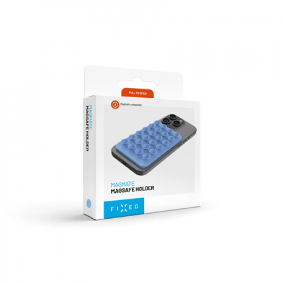 Fixed | MagMate | MagSafe Holder With Suction Cups | Apple | iPhone 12 and newer, or any phone with a MagSafe case | Liquid Silicone | Blue