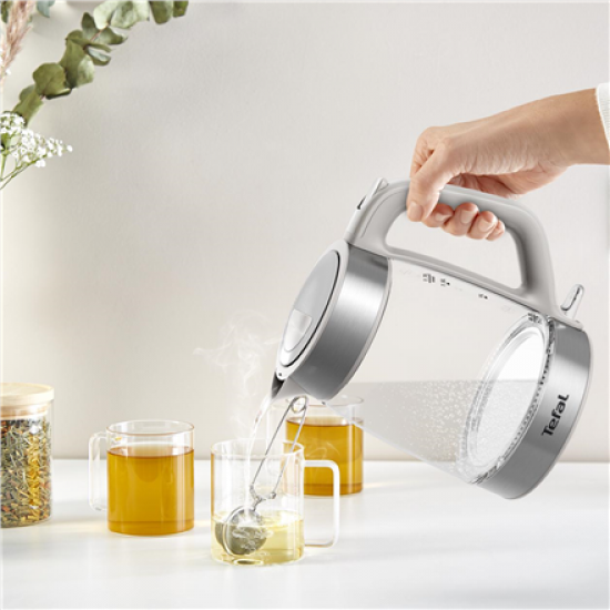 TEFAL Kettle | KI605B30 | 2200 W | Electric | 1.7 L | Glass | 360° rotational base | Grey