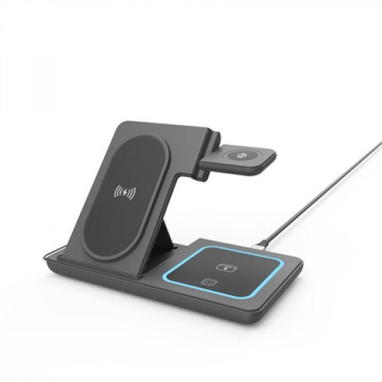 Gembird TA-WPC31A-01-BK 3-in-1 foldable wireless charger stand, 15 W, Apple watch, black | Gembird