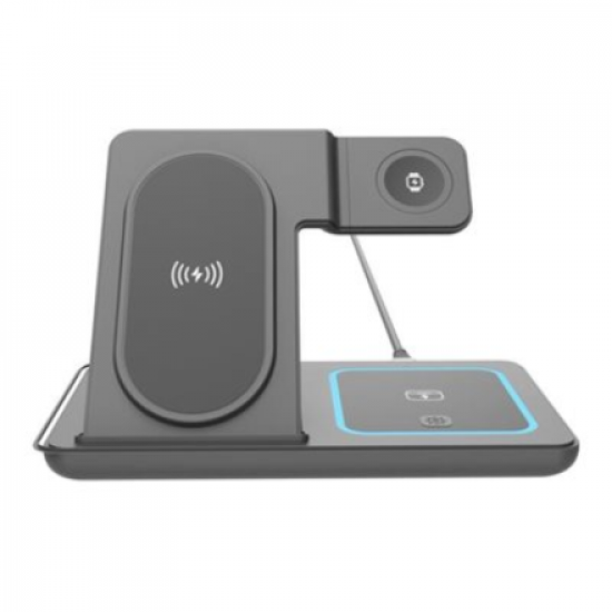 Gembird TA-WPC31A-01-BK 3-in-1 foldable wireless charger stand, 15 W, Apple watch, black | Gembird