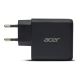 Acer 67W PD GaN Charger, 2 x USB C and 1 x USB A, EU Plug, 100W USB C cable, Black (Retail Pack)
