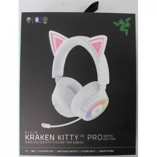 SALE OUT. Razer Kraken Kitty V3 Pro Headset, White | Razer Headset | Kraken Kitty V3 Pro | Bluetooth | Over-Ear | DAMAGED PACKAGING, DEMO