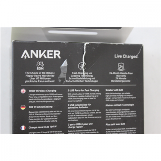 SALE OUT. Anker Prime Charging Base for Power Bank, 100W | A1902311 | Black | UNPACKED, DAMAGED PACKAGING, SCRATCHED