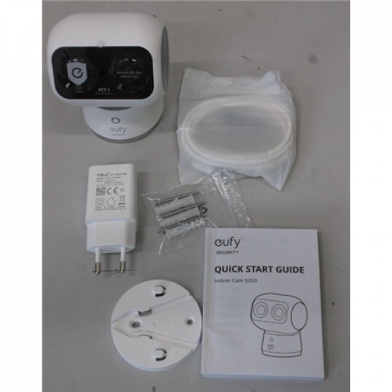 SALE OUT. Anker Eufy Security Indoor Cam S350, White | Anker Eufy Security Indoor Camera | S350 | 24 month(s) | Tabletop | Wide-Angle Lens | Micro SD, Max. 128GB | UNPACKED, MISSING POSITIONING STICKER