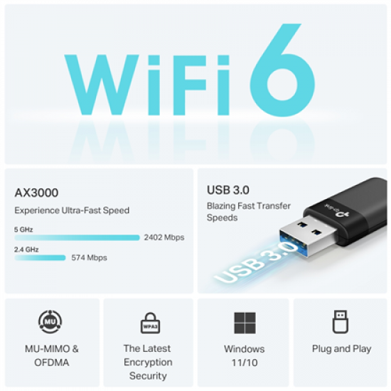 TP-Link Archer TX50U AX3000 Dual Band Wi-Fi 6 Wireless USB Adapter | TP-LINK