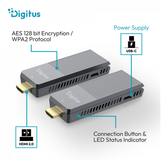 Digitus 4K Wireless HDMI Extender Set, 150 m, 4K/60Hz | DS-55359