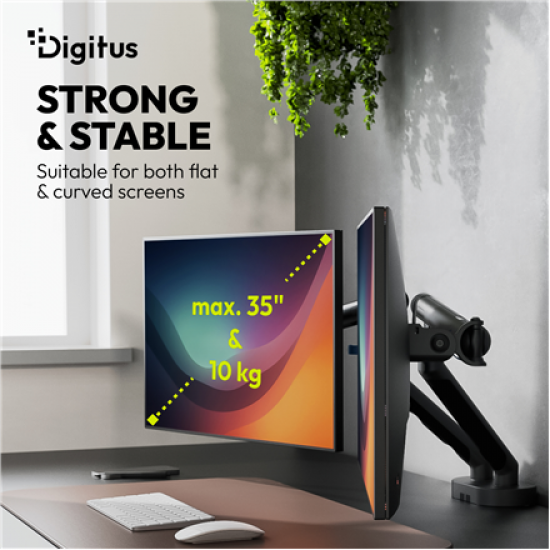 Digitus Desk Mount | Tilt, rotation, pivot | Dual design monitor mount, 2x 35