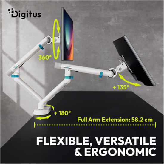 Digitus Desk Mount | Tilt, rotation, pivot | Dual design monitor mount, 2x 35
