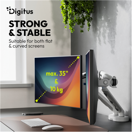 Digitus Desk Mount | Tilt, rotation, pivot | Dual design monitor mount, 2x 35