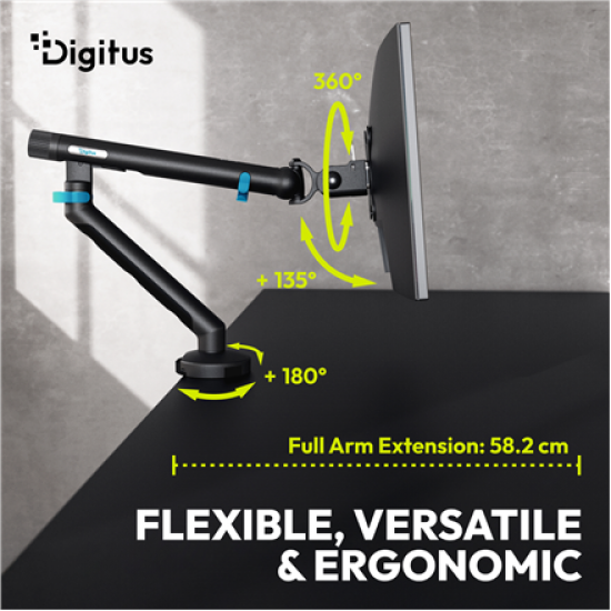 Digitus Desk Mount | Tilt, rotation, pivot | Single design monitor mount | 35 