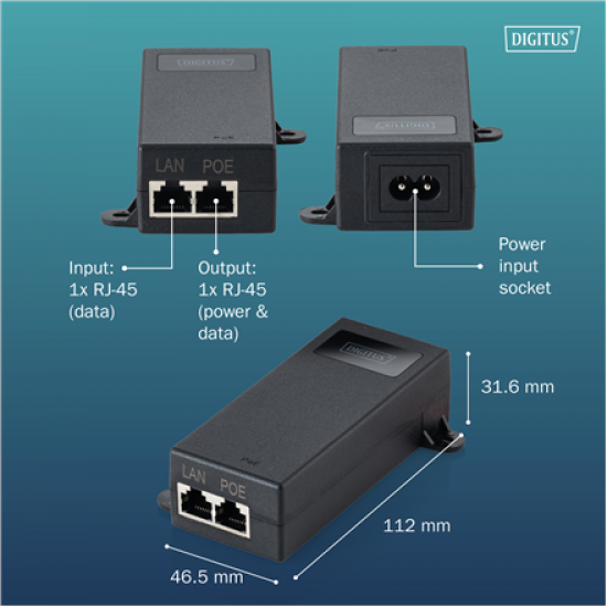 Digitus Gigabit Ethernet PoE++ injector, 802.3bt | DN-95104-1