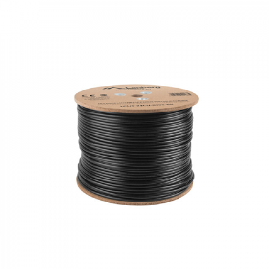 Lanberg Cable Cat.5E UTP 305M Solid Outdoor CU Black Fluke Passed | LCU5-21CU-0305-BK
