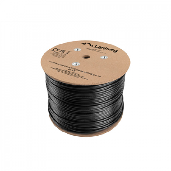 Lanberg Lan Cable Cat.6A SFTP 305M Solid Outdoor CU Black Fluke Passed | Lanberg