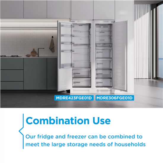 Midea MDRE271FGE01 Refrigerator, E, Built-in, Combi, Height 178.5 cm, Fridge net 192L, Freezer 79L, White