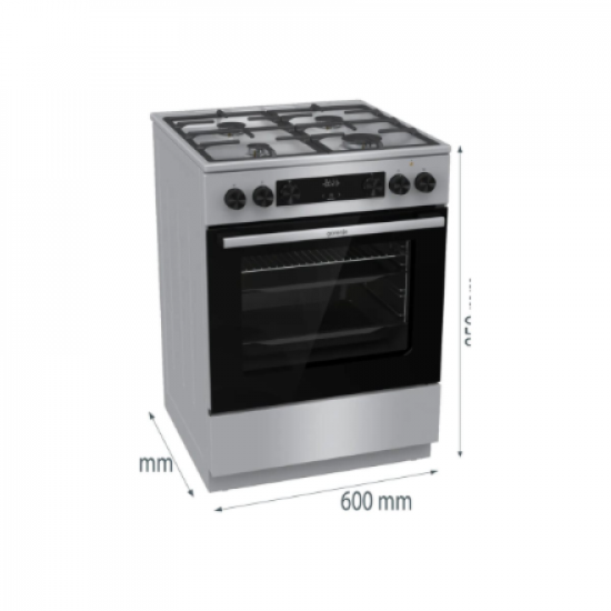 Gorenje GK6C4XF | Cooker | Hob type Gas | Oven type Electric | Stainless steel | Width 60 cm | Depth 60 cm | Grilling | Energy efficiency class A | 71 L