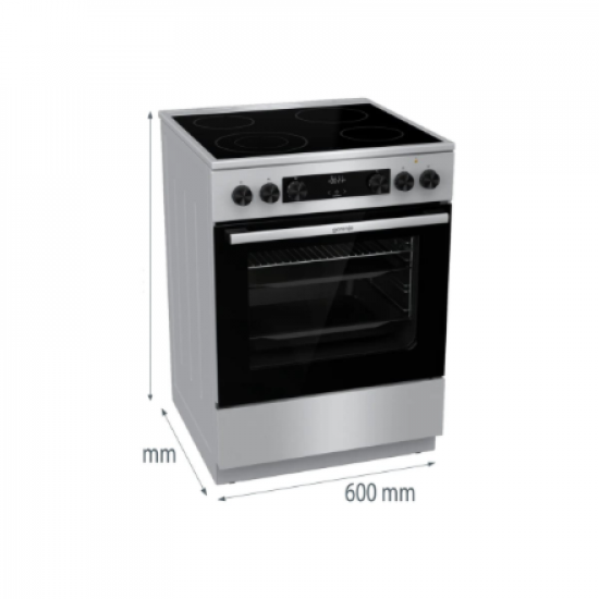 Gorenje GECS6C70XC Cooker, Ceramic hob, Electric oven, Width 60 cm, Stainless Steel