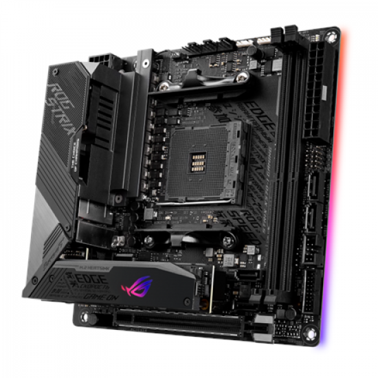 Asus ROG STRIX X570-I GAMING | Processor family AMD | Processor socket AM4 | DDR4 | Supported hard disk drive interfaces SATA, M.2 | Number of SATA connectors 4
