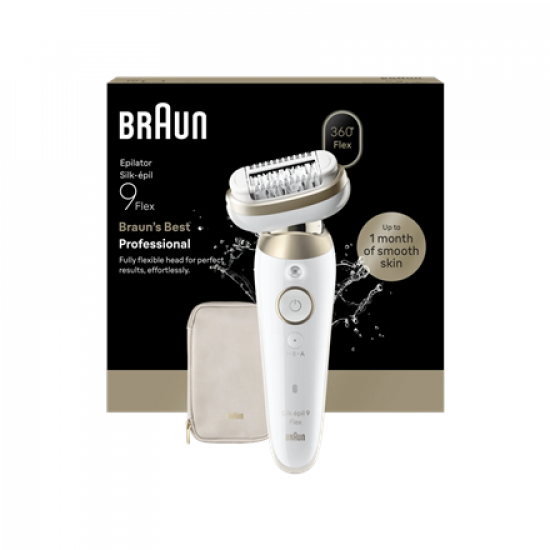 Braun Silk-épil 9 Flex SES9-011 3D Epilator, Wet & Dry, White/Gold