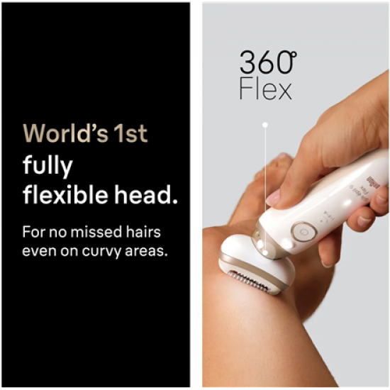 Braun Silk-épil 9 Flex SES9-011 3D Epilator, Wet & Dry, White/Gold