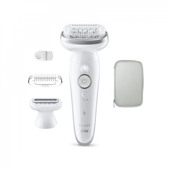Braun Silk-épil 9 SES9-030 Epilator, Wet & Dry, White/Silver