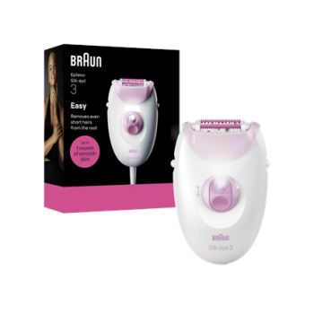 Braun Silk-épil 3 SE3-000 Epilator, White/Pink