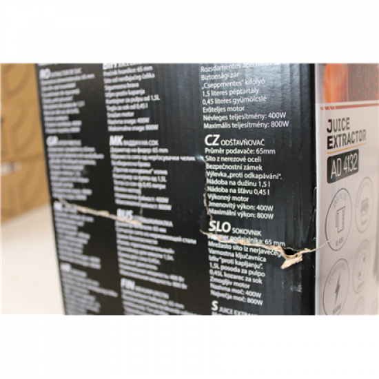 SALE OUT. Adler AD 4132 Juicer, Dark Inox | Adler AD 4132 | Type Juicer maker | Dark Inox | 800 W | Number of speeds 3 | DAMAGED PACKAGING