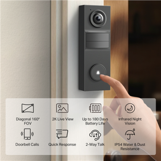 TP-Link Tapo D205 2K Battery Video Doorbell | TP-LINK