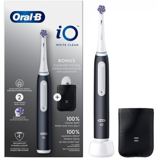 Oral-B iO White Clean Electric toothbrush, Black/White | Oral-B