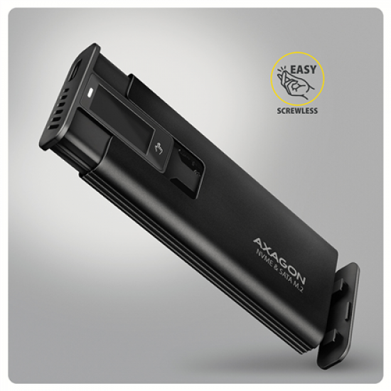 AXAGON EEM2-SD2B USB-C 10Gbps - M.2 NVMe & SATA SSD DISPLAY box