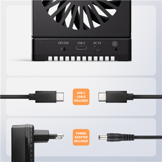 AXAGON ADSA-M2C22 USB-C 20Gbps docking station for 2x M.2 NVMe / SATA SSD with disk cloning function without PC