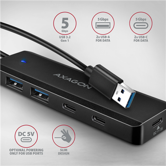 AXAGON HUE-C2A USB-A 5Gbps TRAVEL hub
