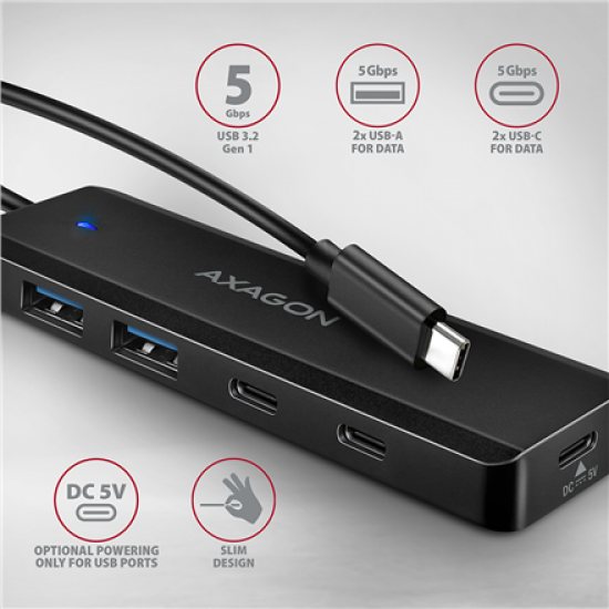 AXAGON HUE-C2C USB-C 5Gbps TRAVEL hub