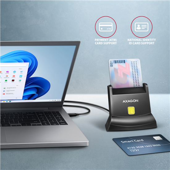 AXAGON CRE-SM4NC USB-C Smart card StandReader