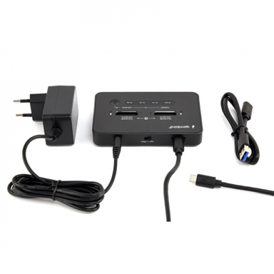 Gembird DD2-U3M2 Desktop dual drive USB Type-C M.2 NVME (and SATA) SSD docking station, black | Gembird