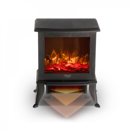 Adler Electric Fireplace | AD 7754 | Ceramic | 1800 W | Number of power levels 2 | Black