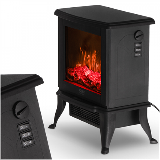 Adler Electric Fireplace | AD 7754 | Ceramic | 1800 W | Number of power levels 2 | Black