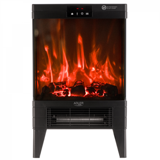 Adler LED electric fireplace with remote control | AD 7755 | Ceramic Heater | 2000 W | Number of power levels 2 | Black