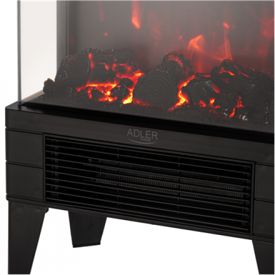 Adler LED electric fireplace with remote control | AD 7755 | Ceramic Heater | 2000 W | Number of power levels 2 | Black