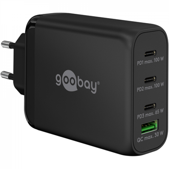 Goobay 65555 100 W USB-C PD GaN Multiport Fast Charger, Black