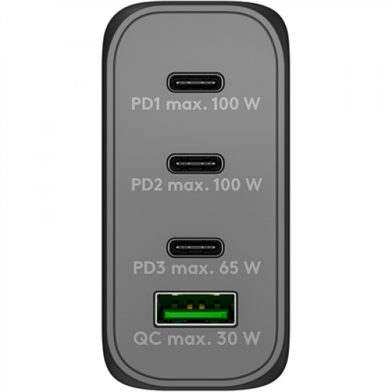 Goobay 65555 100 W USB-C PD GaN Multiport Fast Charger, Black