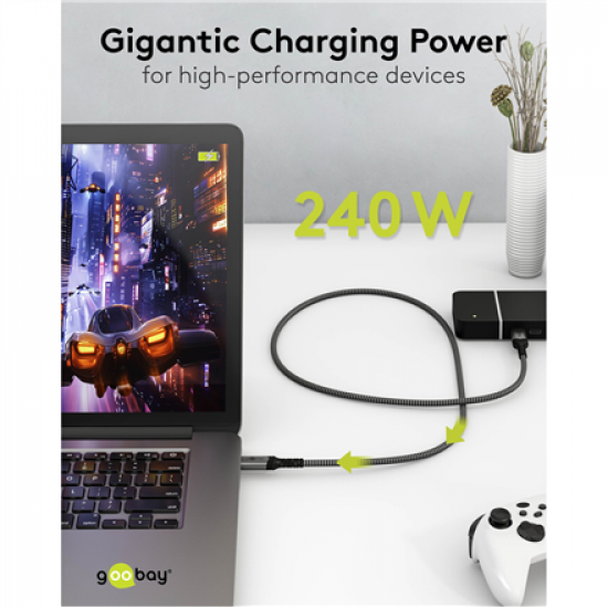 Goobay USB-C Cable, USB4, 1.8 m, black, silver