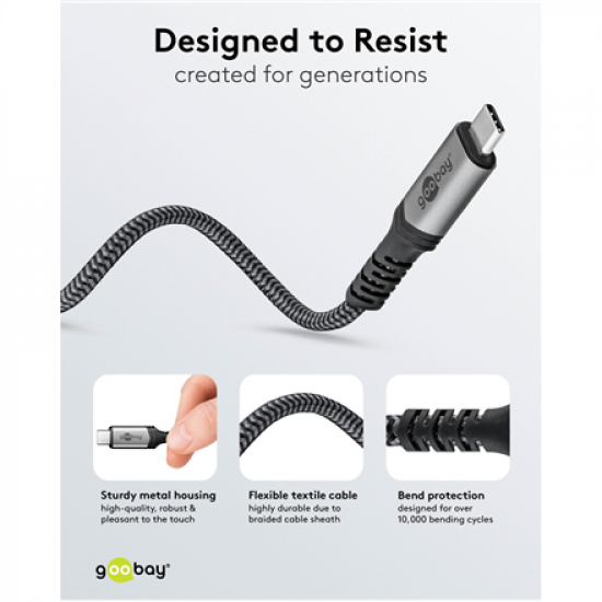 Goobay USB-C Cable, USB4, 1.8 m, black, silver
