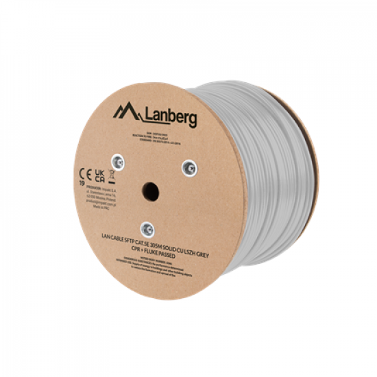 Lanberg Lan Cable Cat.5e SFTP 305M Solid CU LSZH Grey CPR+ Fluke Passed | Lanberg