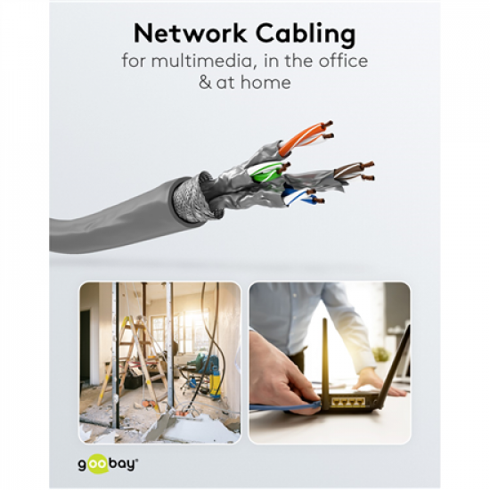 Goobay | CAT 6A Network Cable, S/FTP (PiMF), 50 m | 96093 | S/FTP | Grey