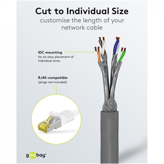 Goobay | CAT 6A Network Cable, S/FTP (PiMF), 50 m | 96093 | S/FTP | Grey