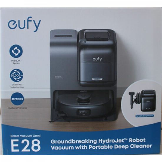 SALE OUT. Anker Eufy Robot Vacuum Cleaner Omni E28, Black | Anker Eufy Robot Vacuum Cleaner | Omni E28 | Wet&Dry | Dust capacity 3 L | 20000 Pa | Black | DAMAGED PACKAGING, MISSING INNER PACKAGING (BAGS). ITEM IS USED, DIRTY, WET AND SCRATCHED. NOT FULL L