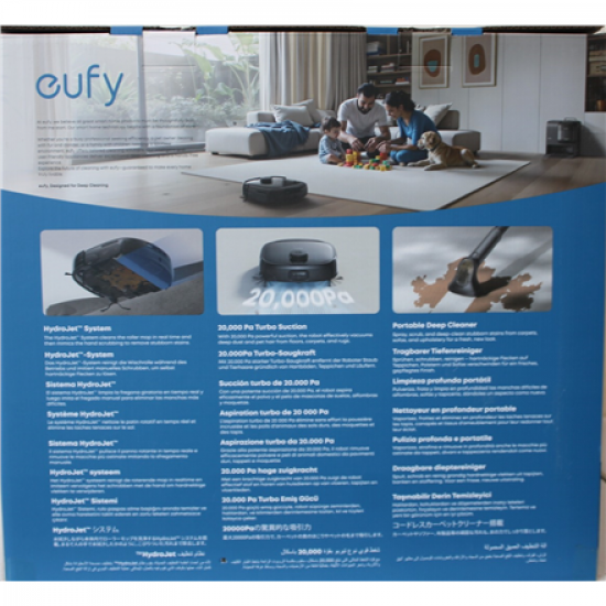 SALE OUT. Anker Eufy Robot Vacuum Cleaner Omni E28, Black | Anker Eufy Robot Vacuum Cleaner | Omni E28 | Wet&Dry | Dust capacity 3 L | 20000 Pa | Black | DAMAGED PACKAGING, MISSING INNER PACKAGING (BAGS). ITEM IS USED, DIRTY, WET AND SCRATCHED. NOT FULL L