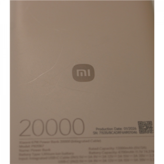 SALE OUT. 67W Power Bank 20000 (Integrated Cable) | 20000 mAh | Tan | DAMAGED PACKAGING, SCRATCHED